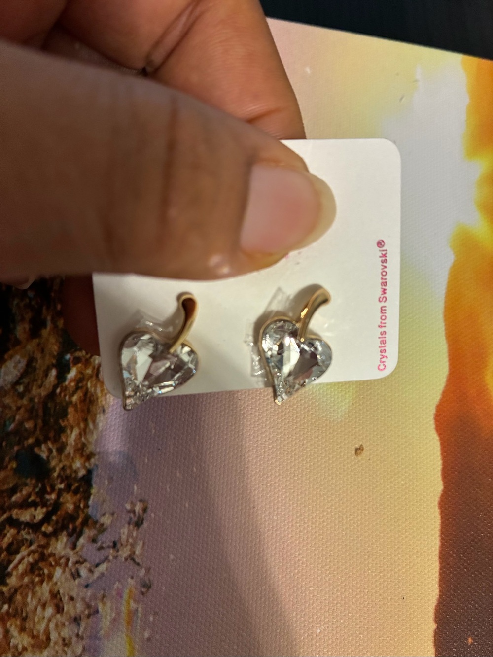 Swarovski Gold-Tone Heart Drop Earrings with Clear Crystals
